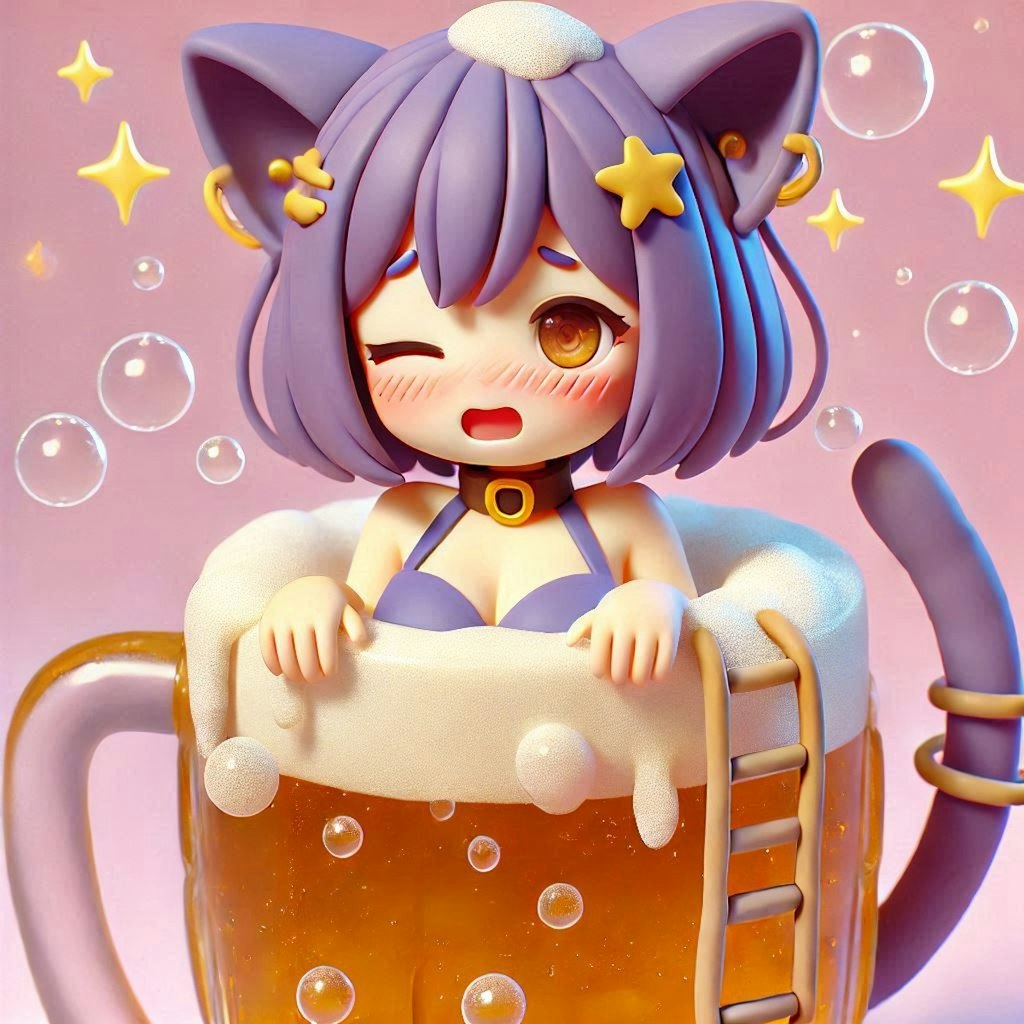 猫ちゃんビールに溺れる