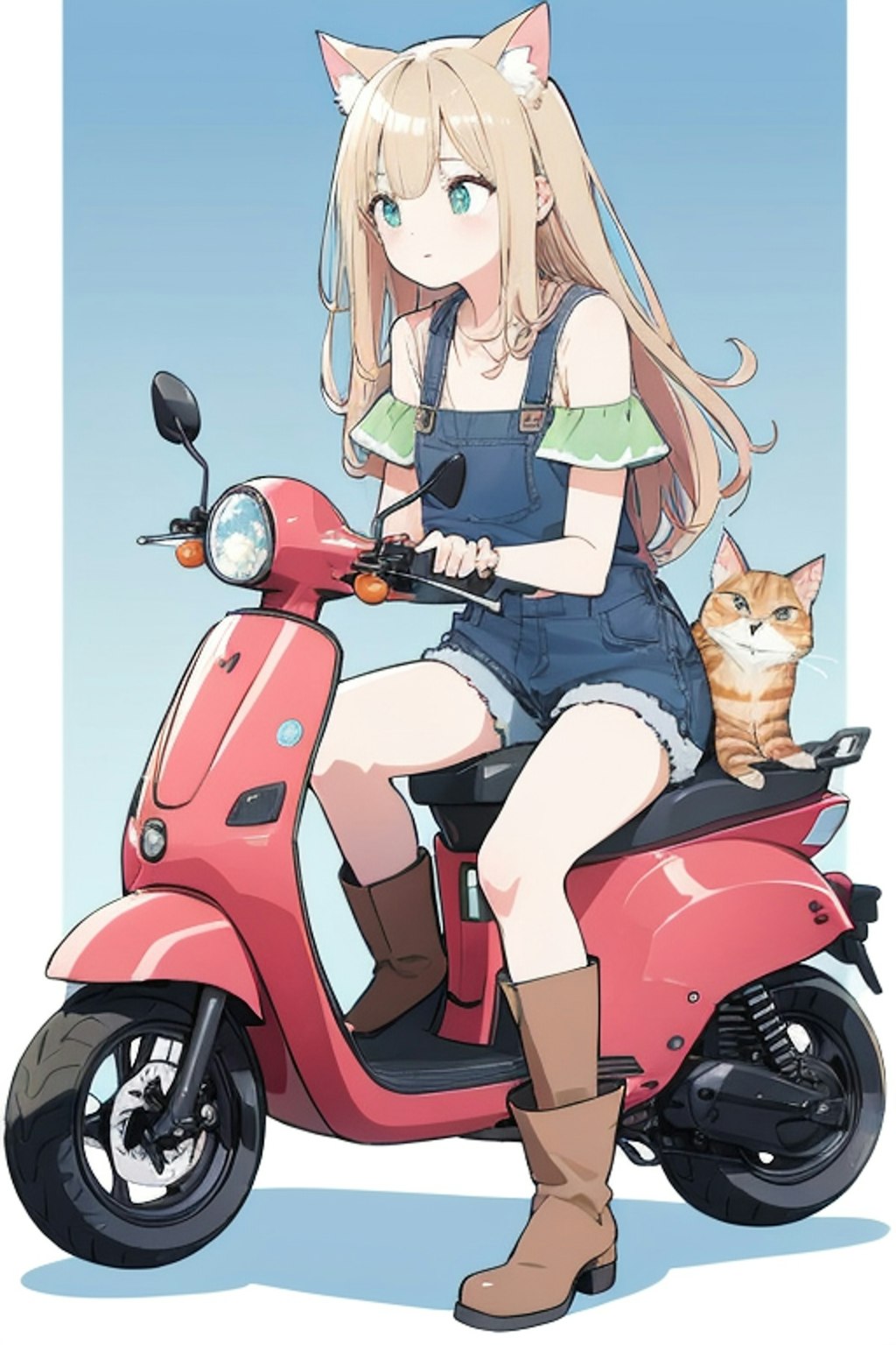 猫と猫娘とスクーター