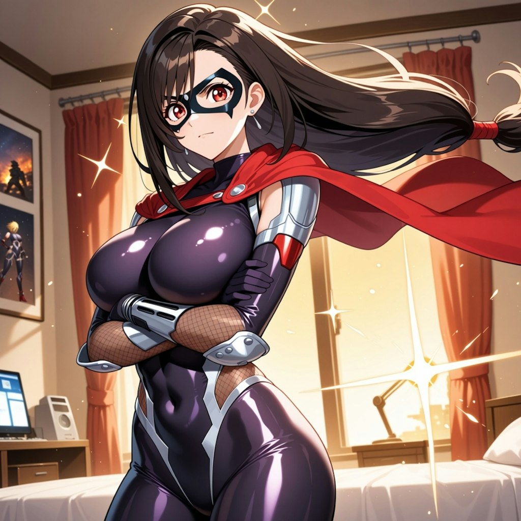 自室汚部屋でうさ耳変身ヒーローコスプレ人妻