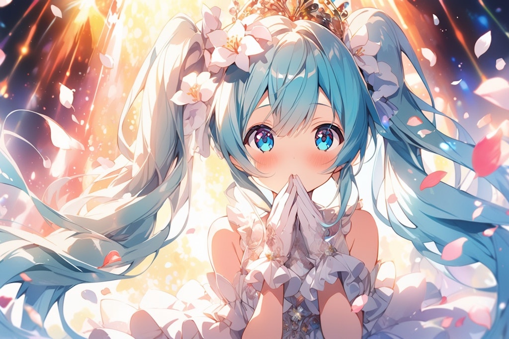 白いドレスの幼い初音ミク