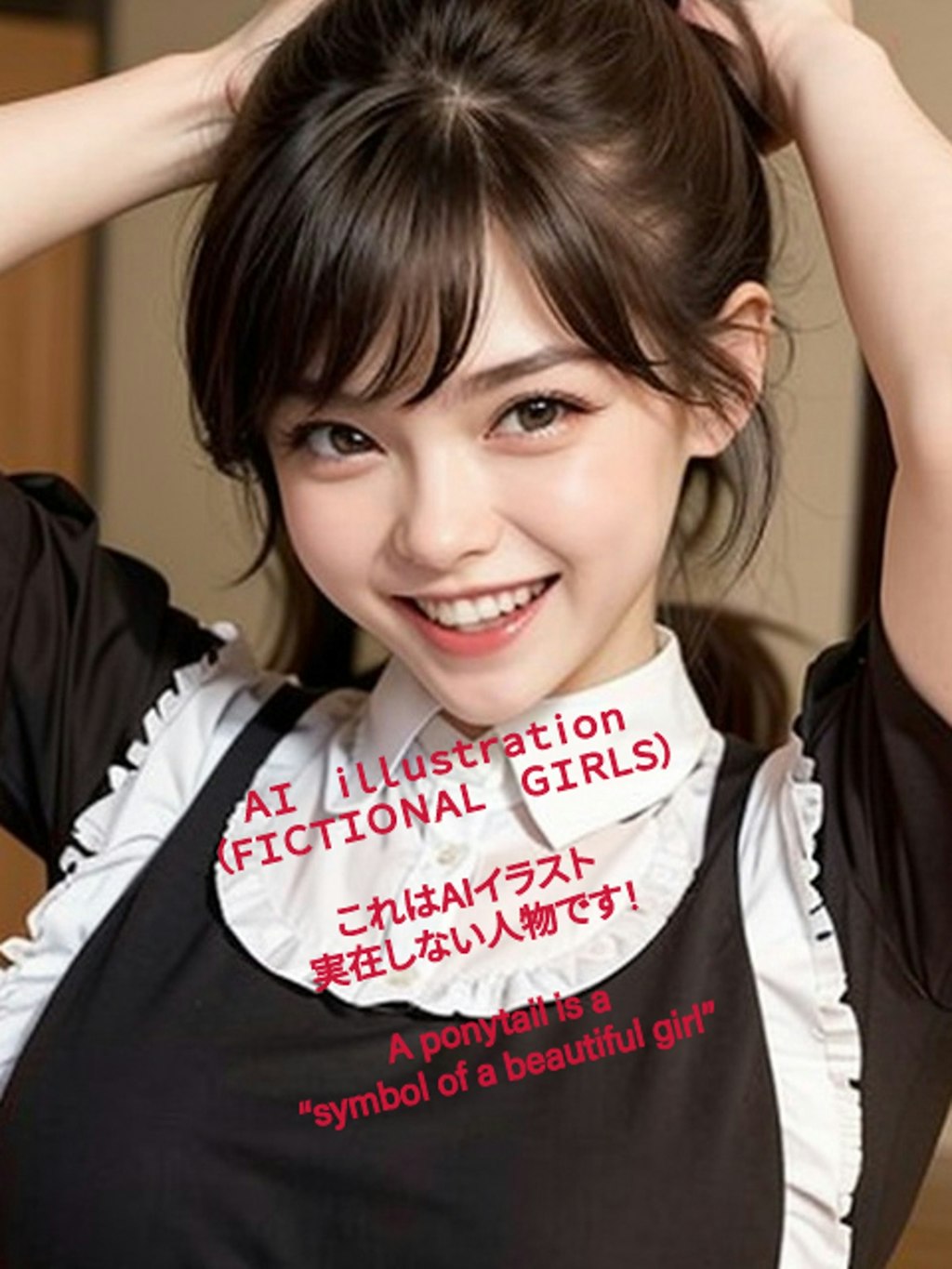 髪を縛る美少女店員さん