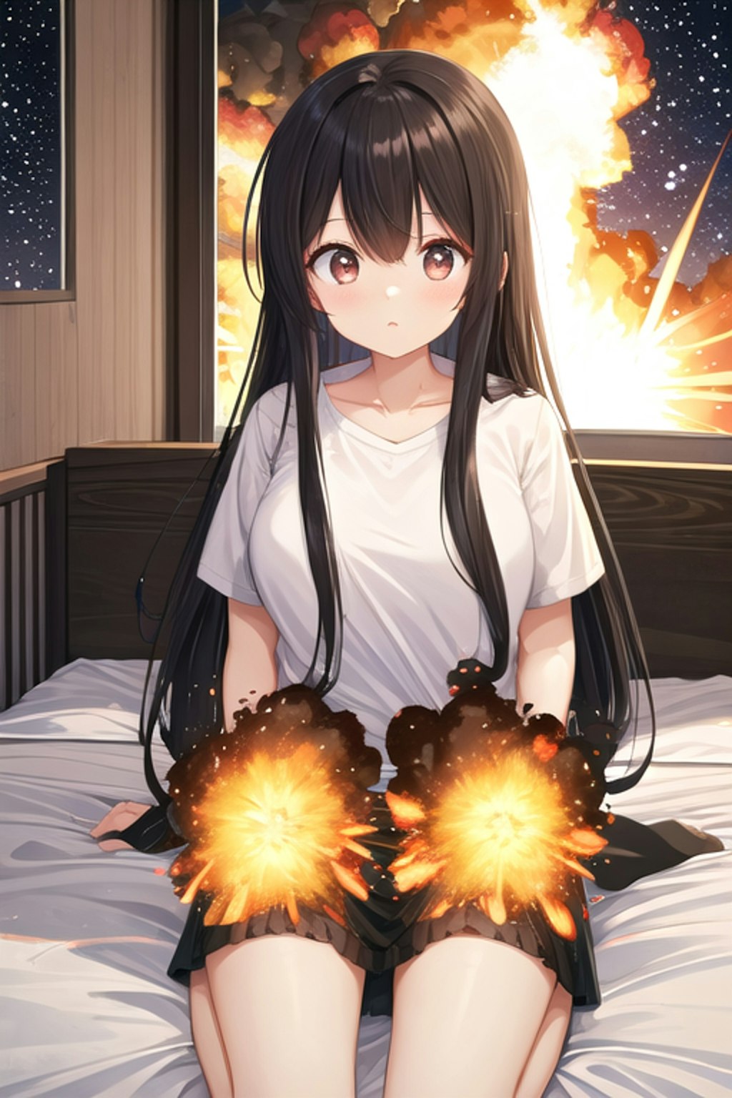 寝る前に火遊びしたら爆発したさくらちゃん