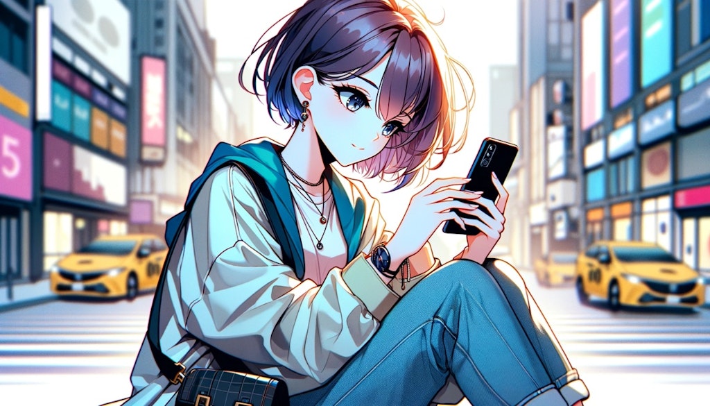 スマホをいじっている彼女