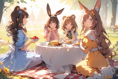 ウサギとクマのピクニック