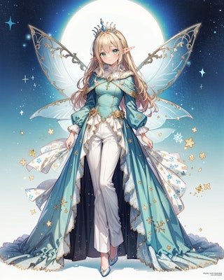 妖精の羽根と妖精ファッションなエルフ魔女