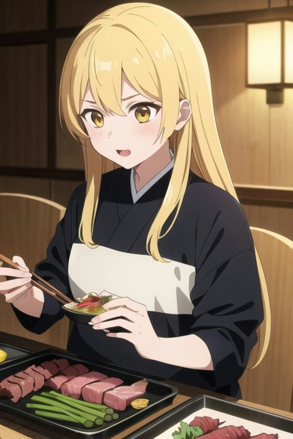 居酒屋の肉を食べる