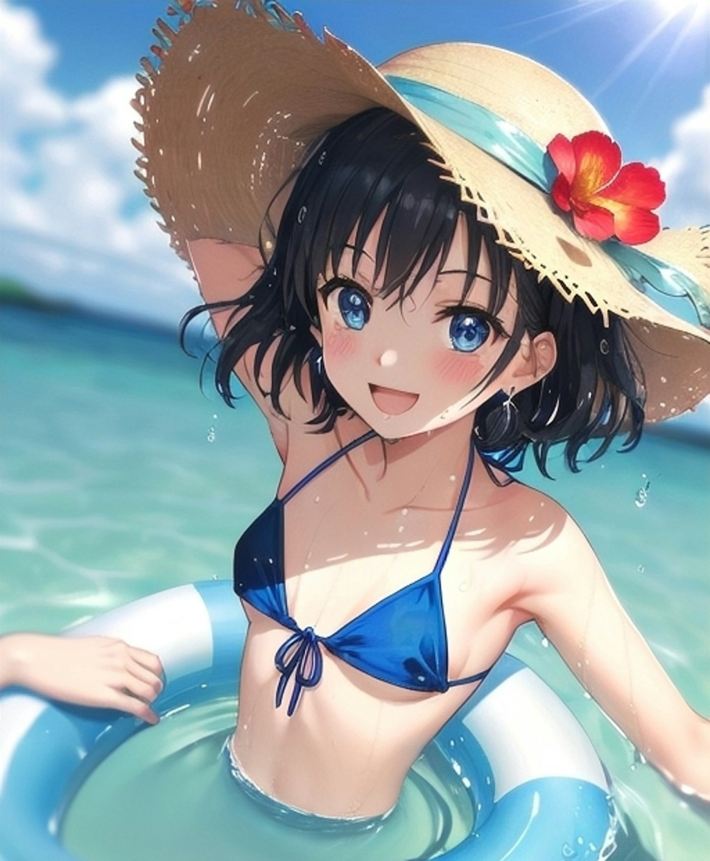 海と麦わら帽子