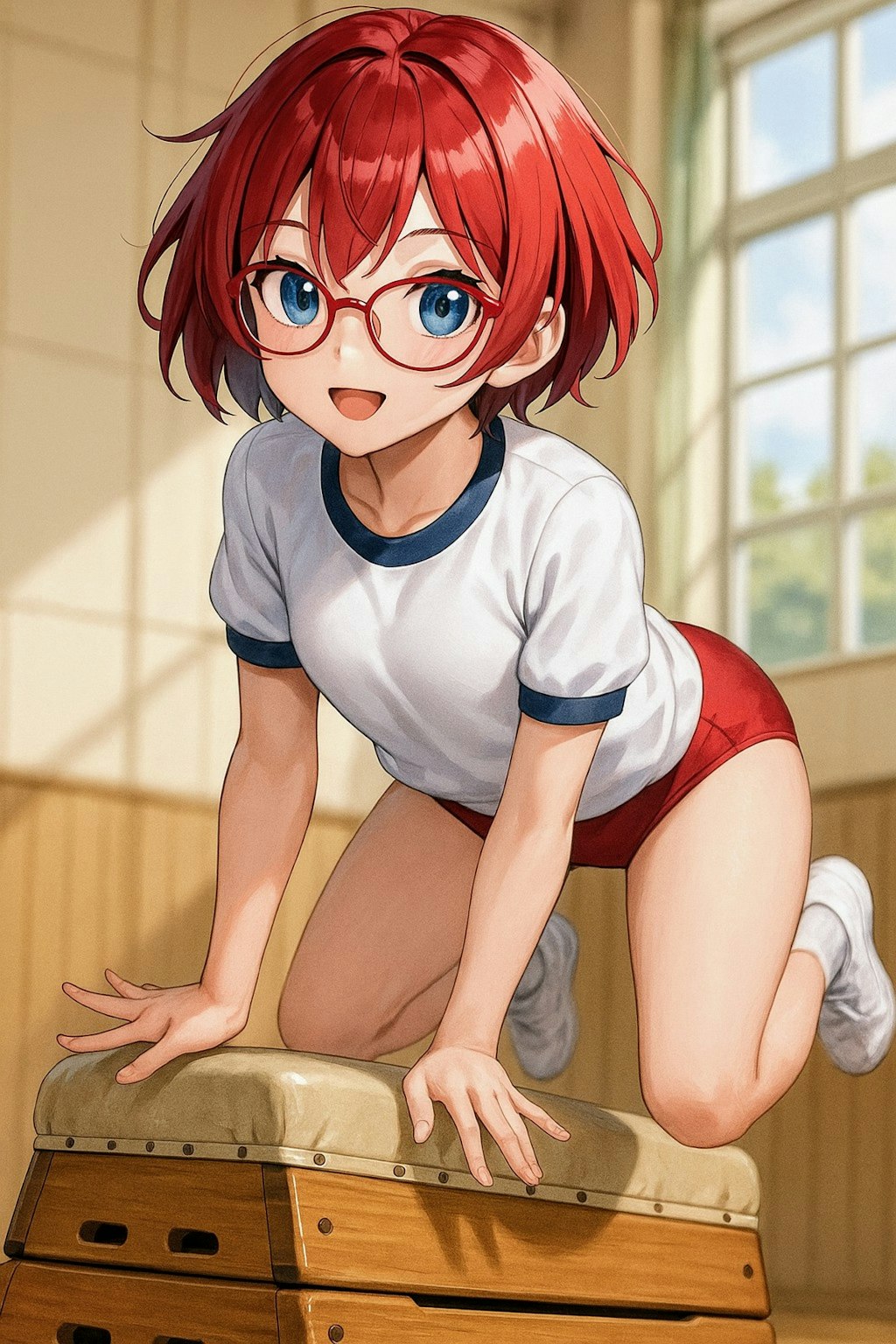 跳び箱チャレンジ成功！真澄お姉やん👓️