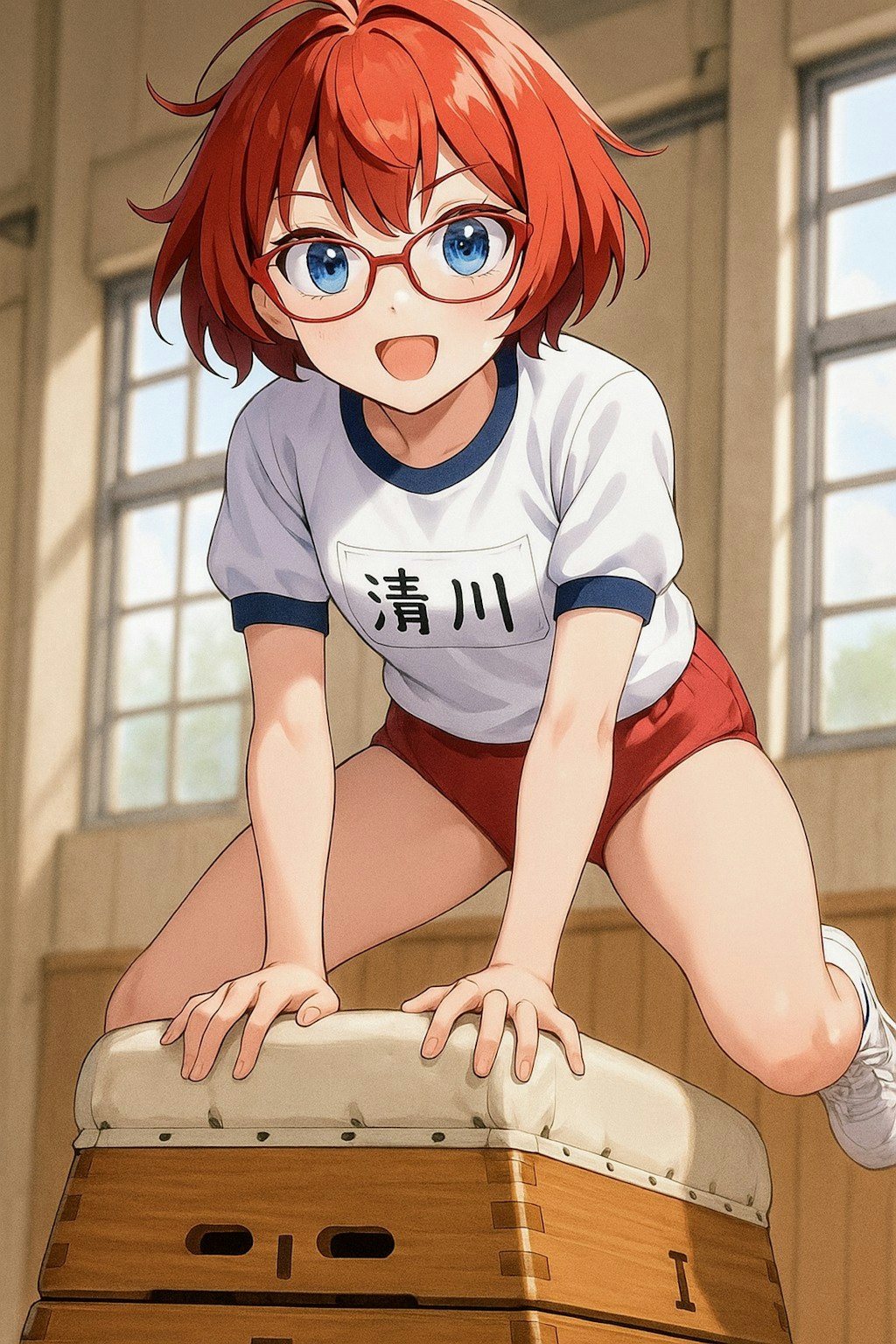 跳び箱チャレンジ成功！真澄お姉やん👓️