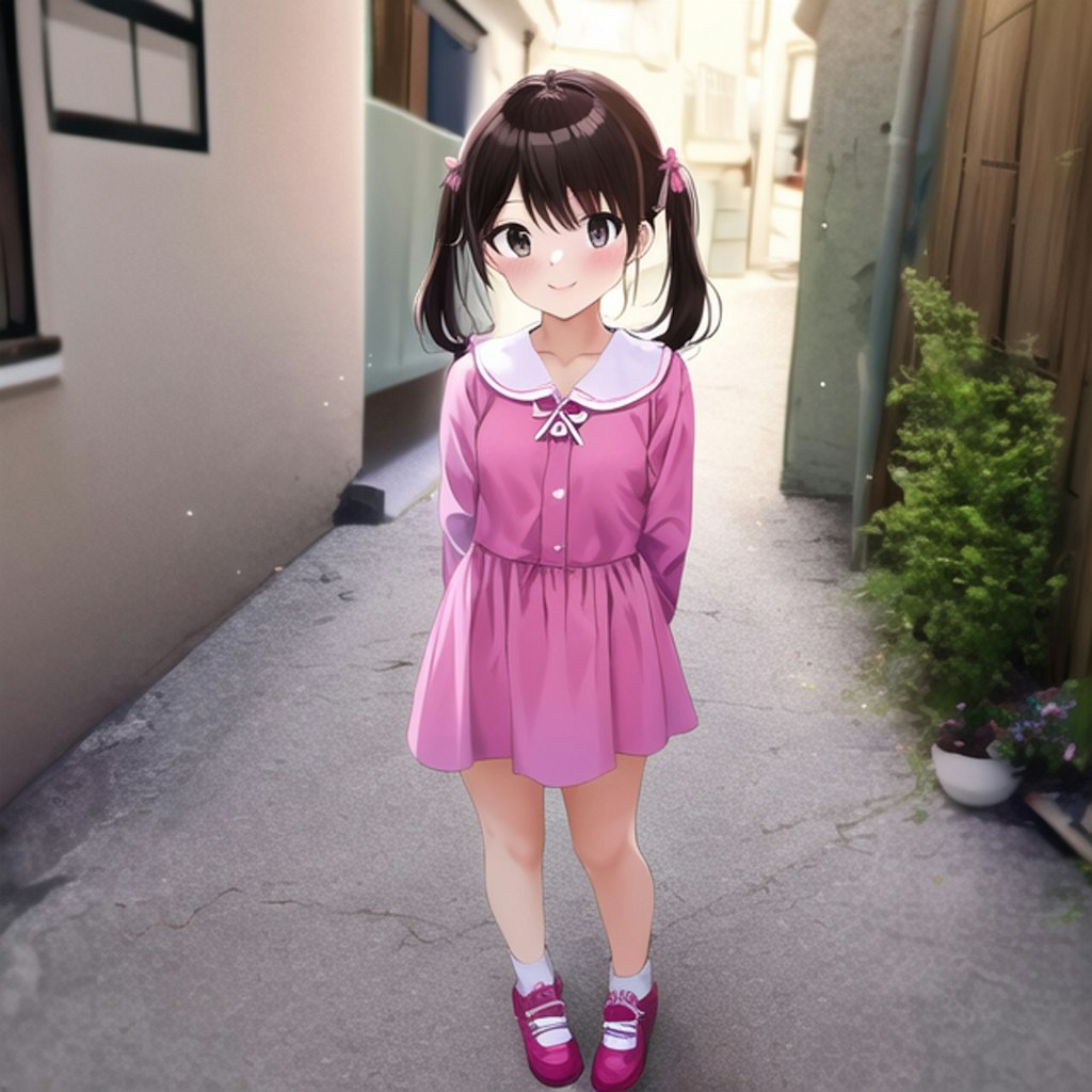 しずかちゃん風　ピンクの服の女の子