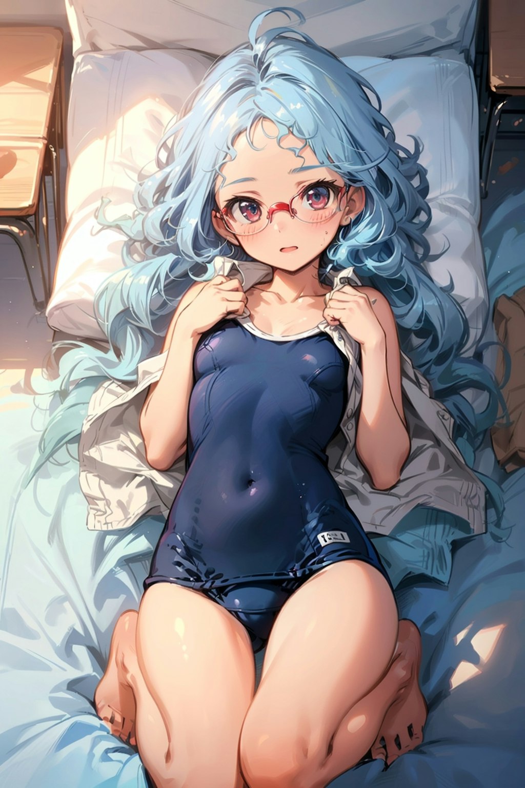 スク水の眼鏡っ娘