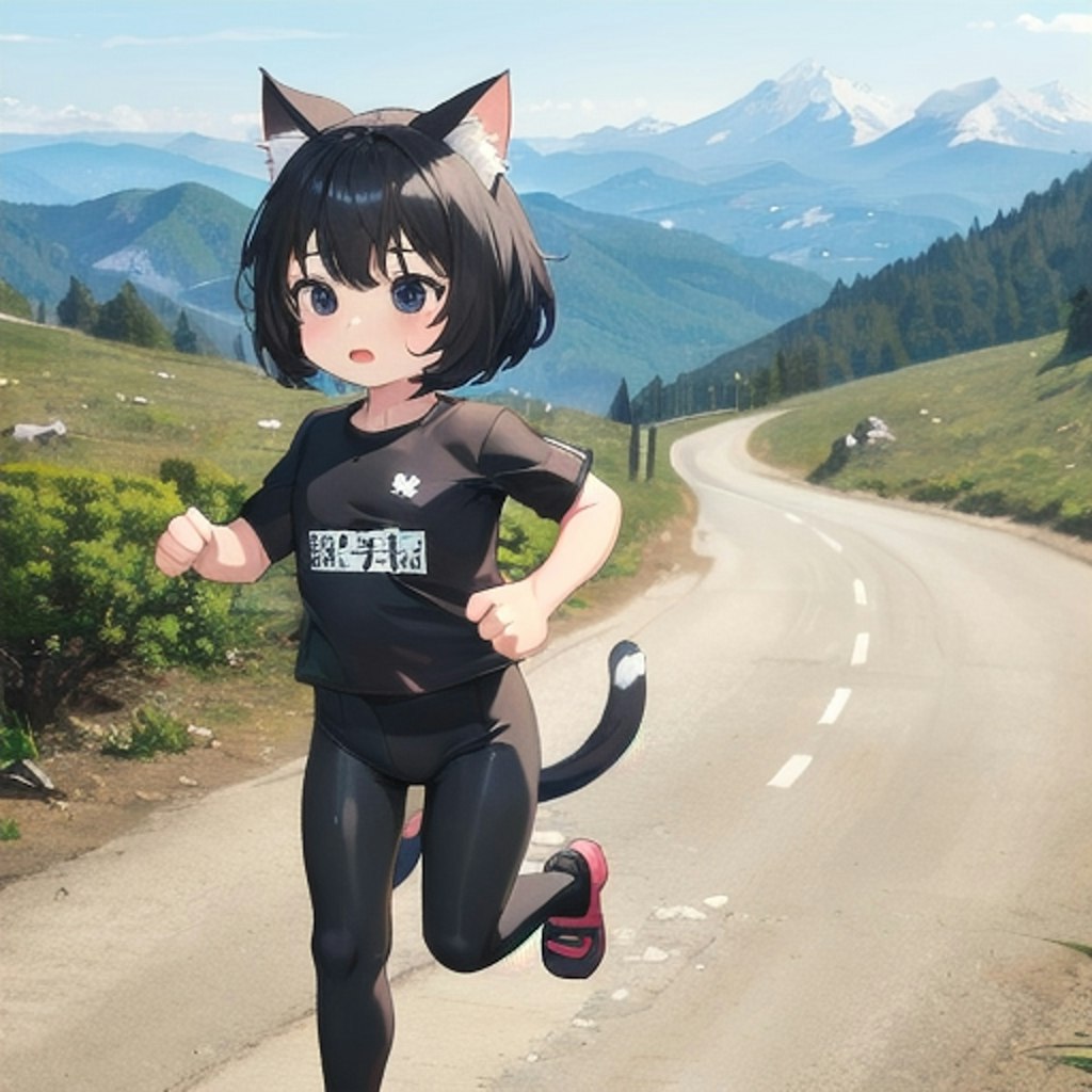 ランニング黒猫娘