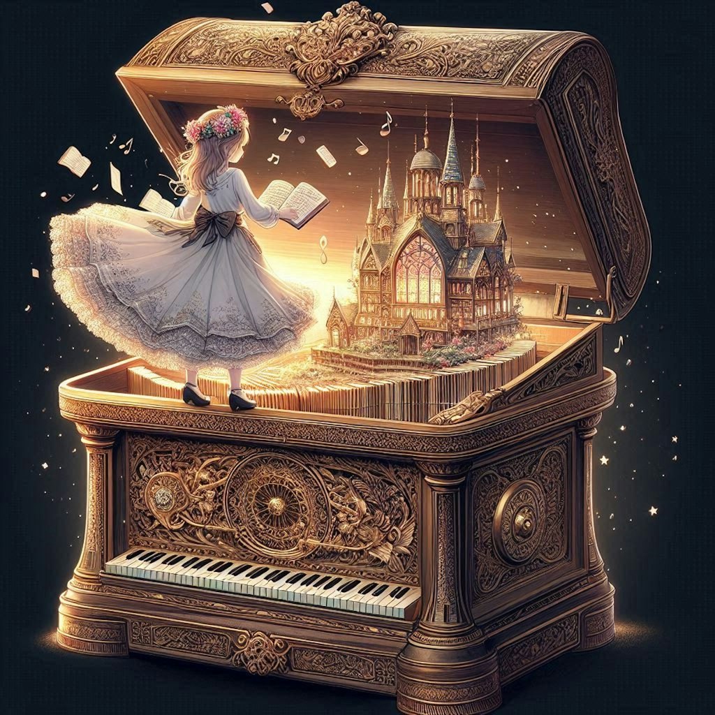 Music box of a girl reading.