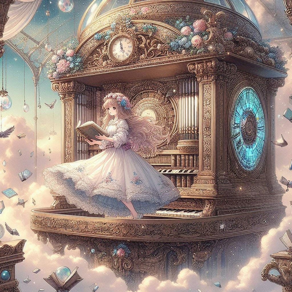 Music box of a girl reading.