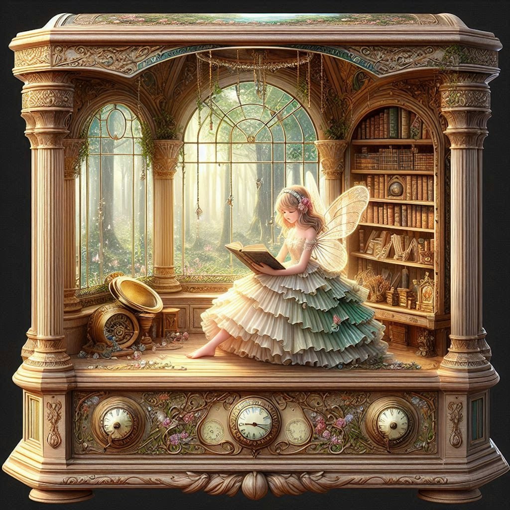 Music box of a girl reading.