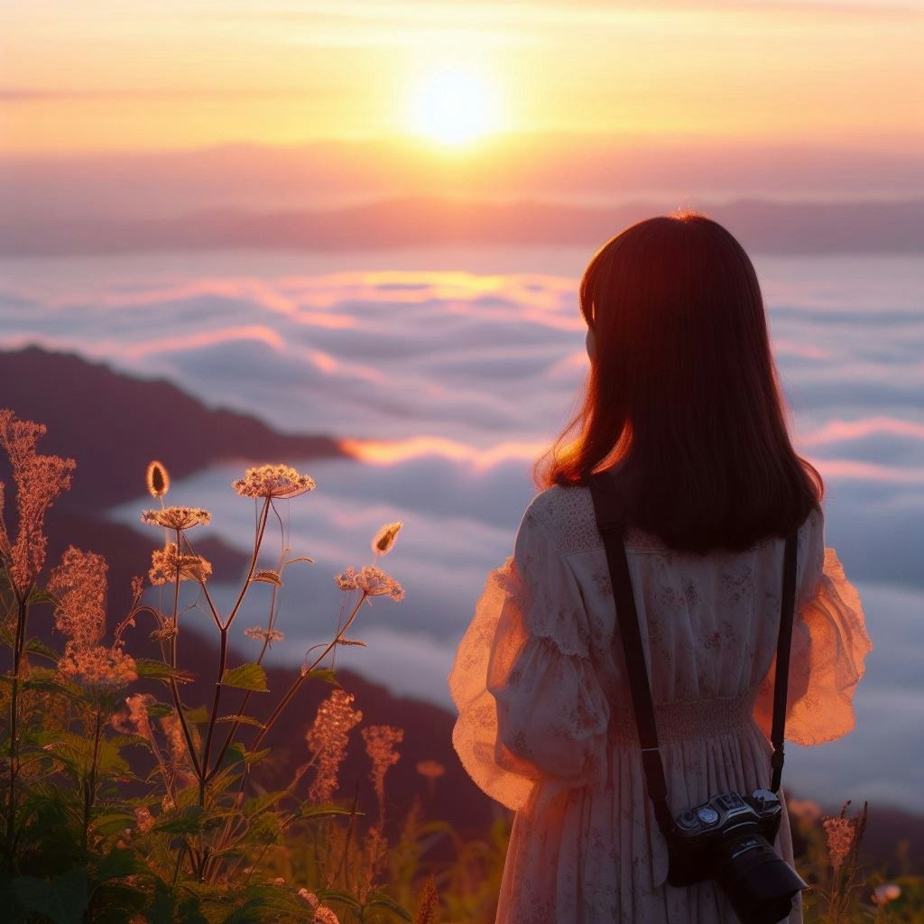 雲海に沈む夕日