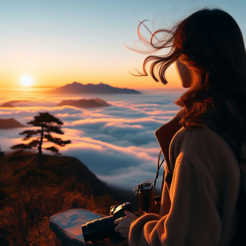 雲海に沈む夕日