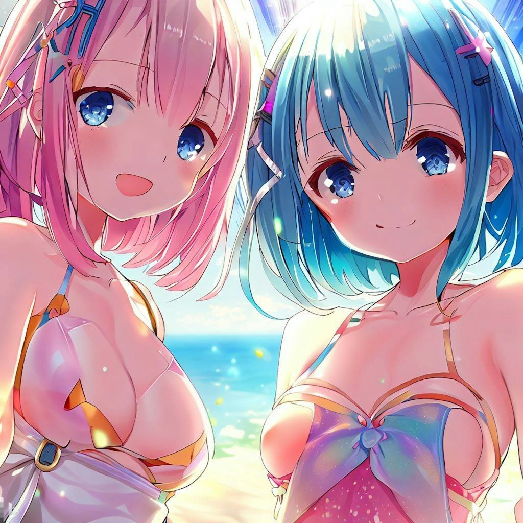 海で遊ぶレム＆ラム（その3）