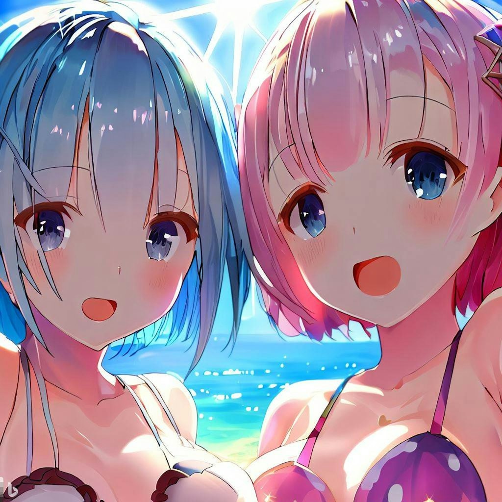 海で遊ぶレム＆ラム（その3）