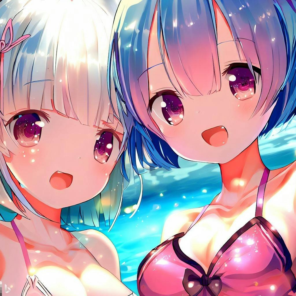 海で遊ぶレム＆ラム（その3）