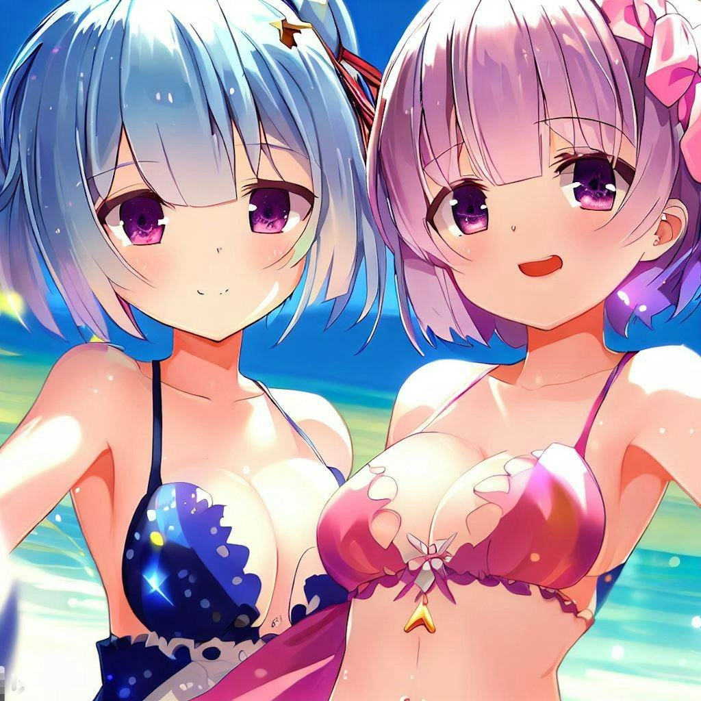 海で遊ぶレム＆ラム（その3）