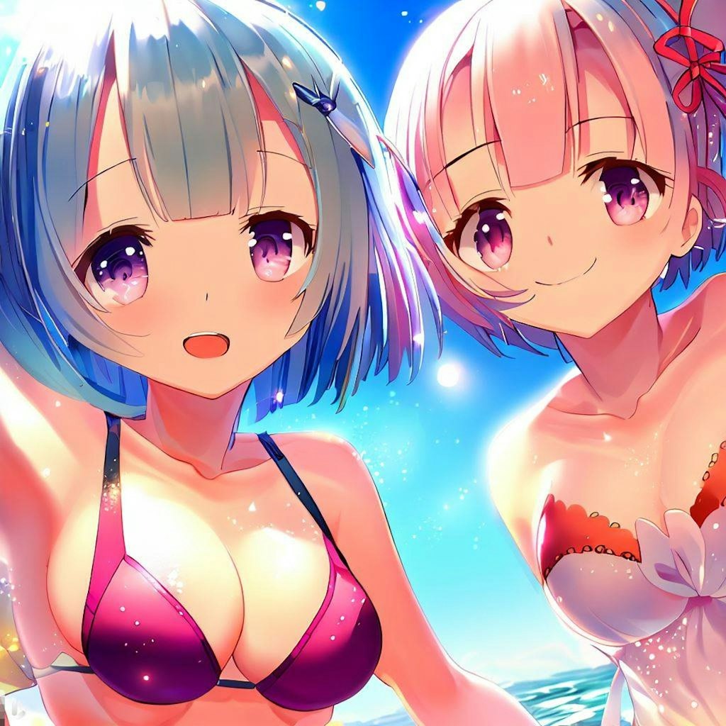 海で遊ぶレム＆ラム（その3）