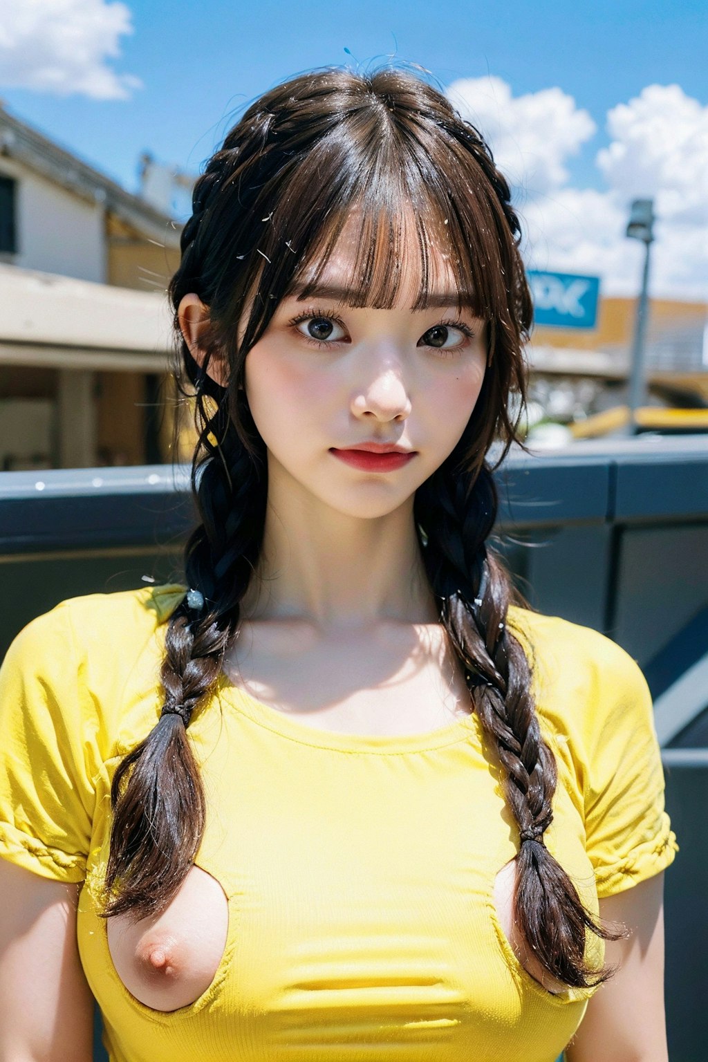 シャツでポロリ