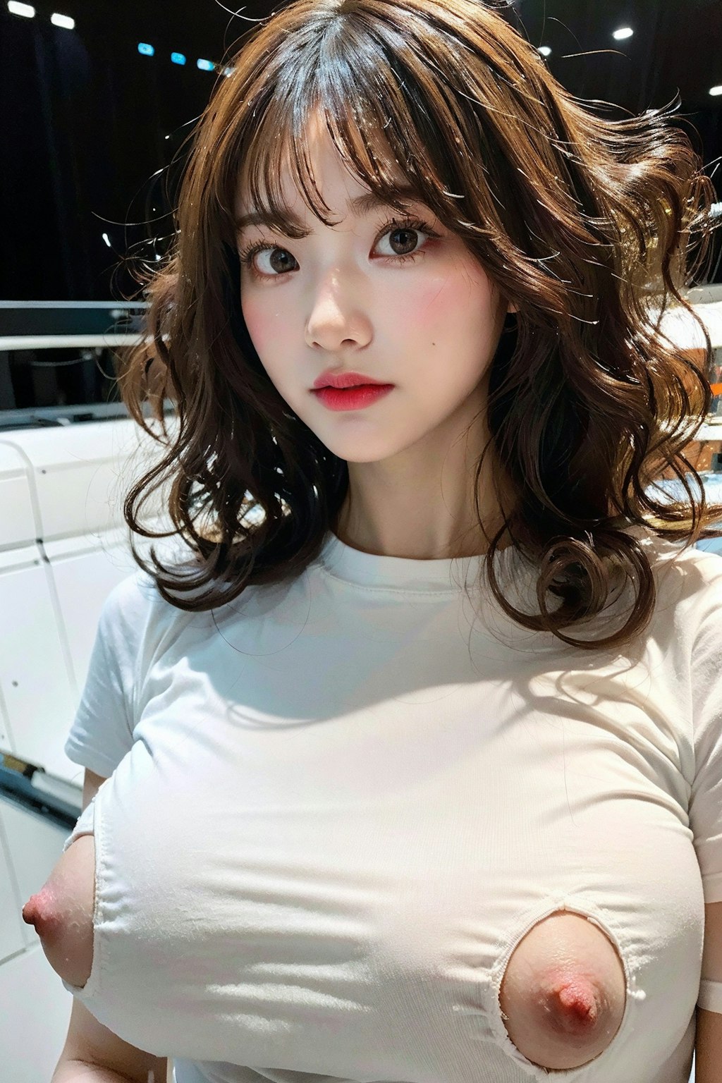 シャツでポロリ