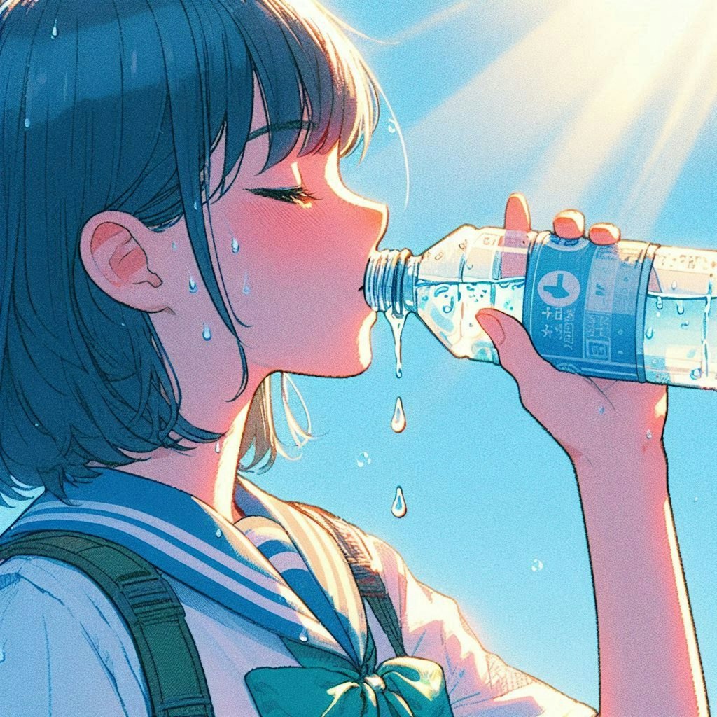 水を飲む女の子