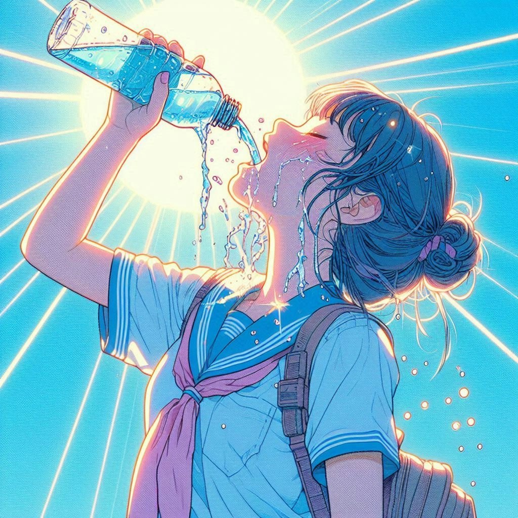 水を飲む女の子