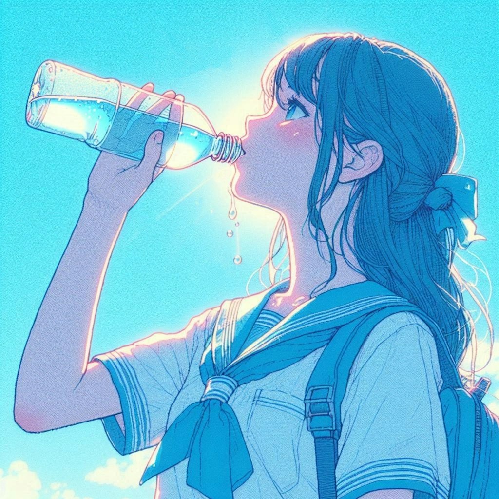 水を飲む女の子