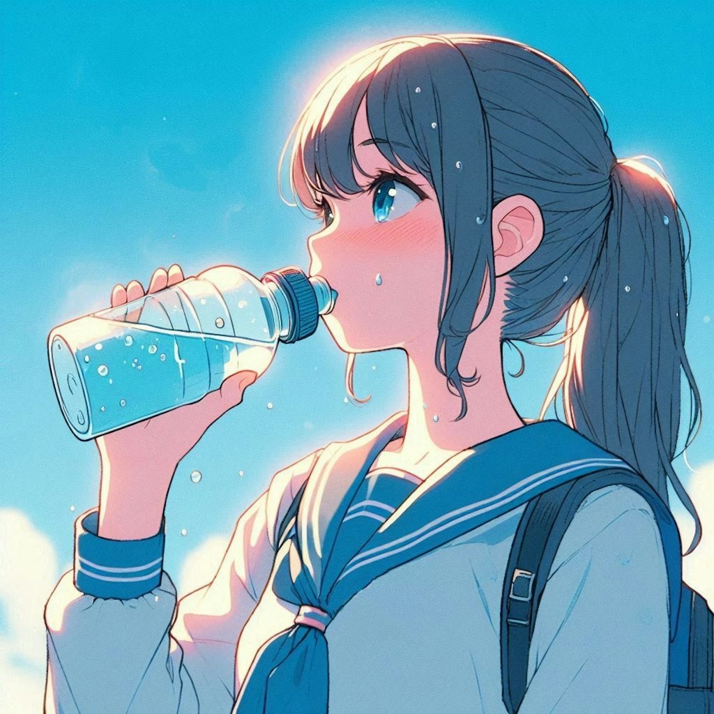 水を飲む女の子