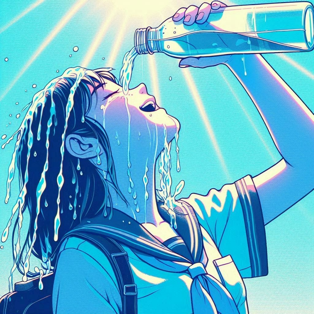 水を飲む女の子