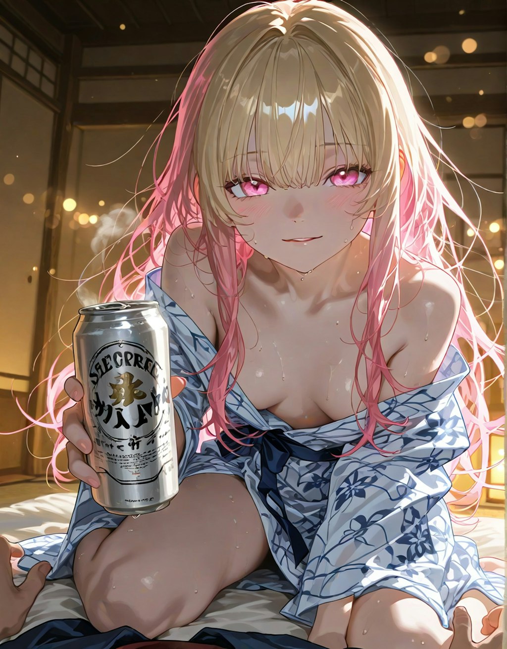 美女達と旅館でお酒
