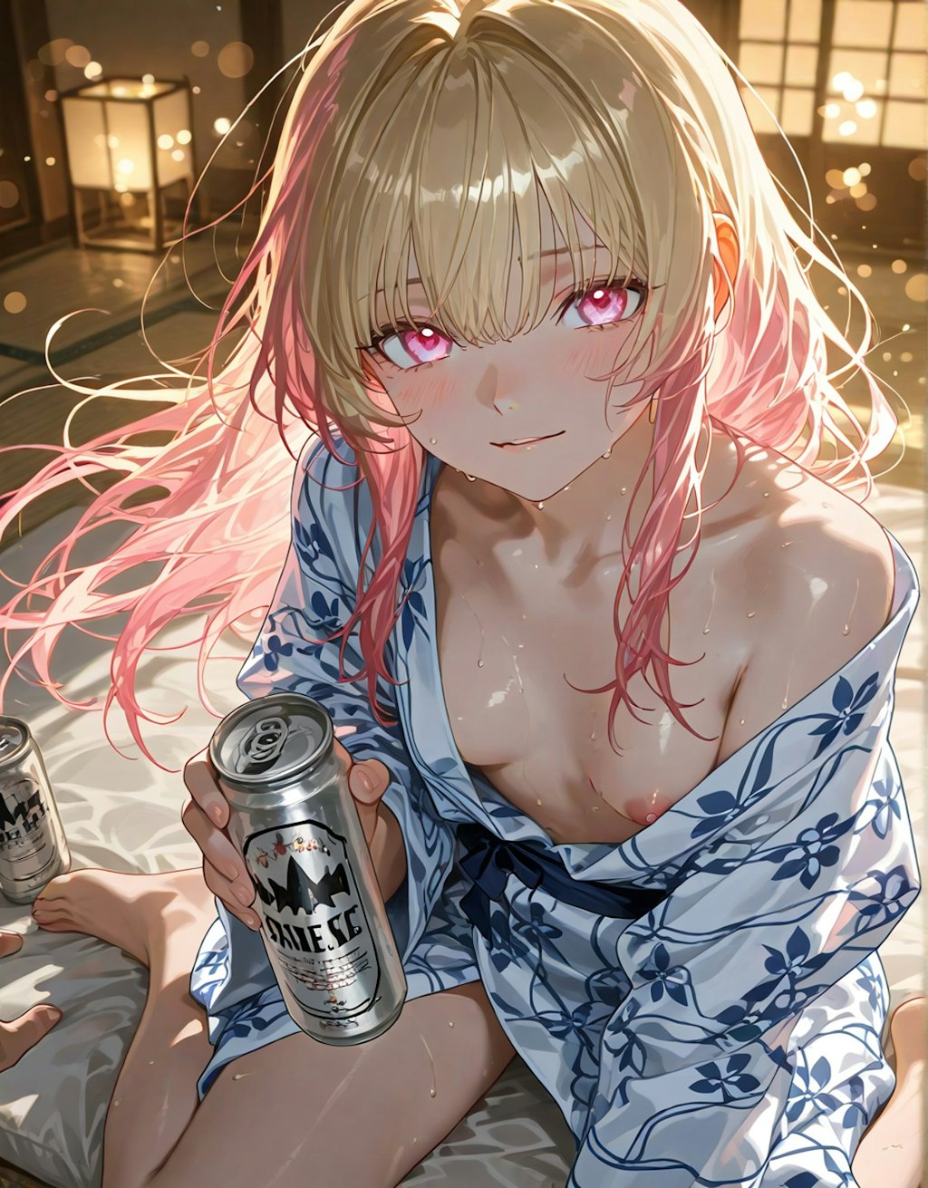 美女達と旅館でお酒