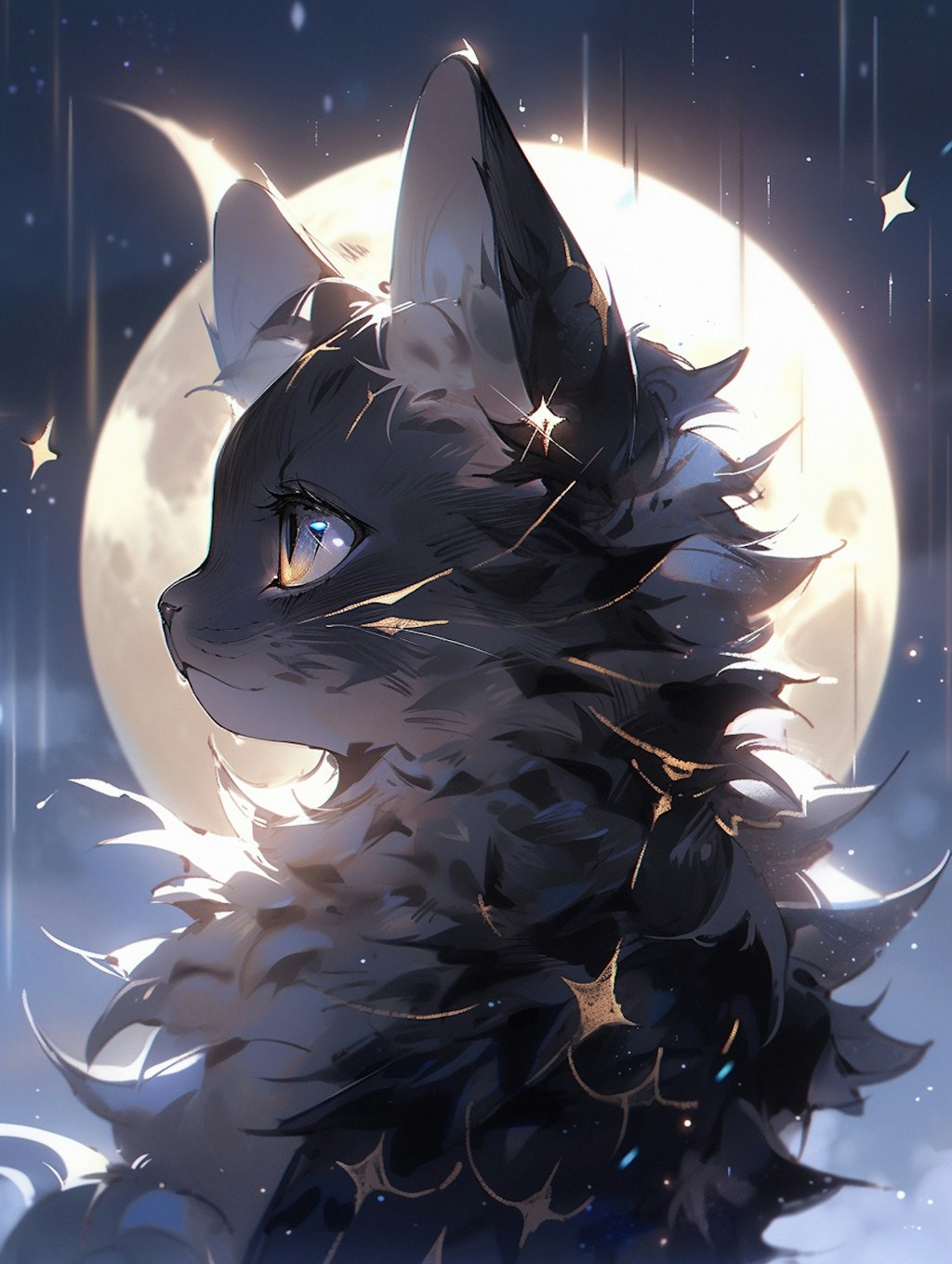 月夜の黒猫