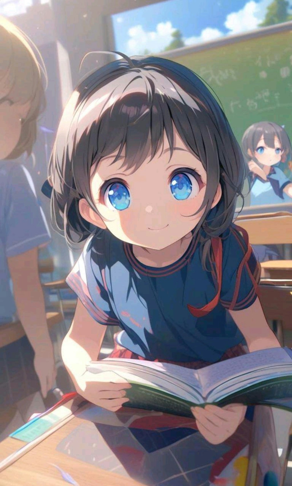 教科書を見せてくれる小さな女の子２