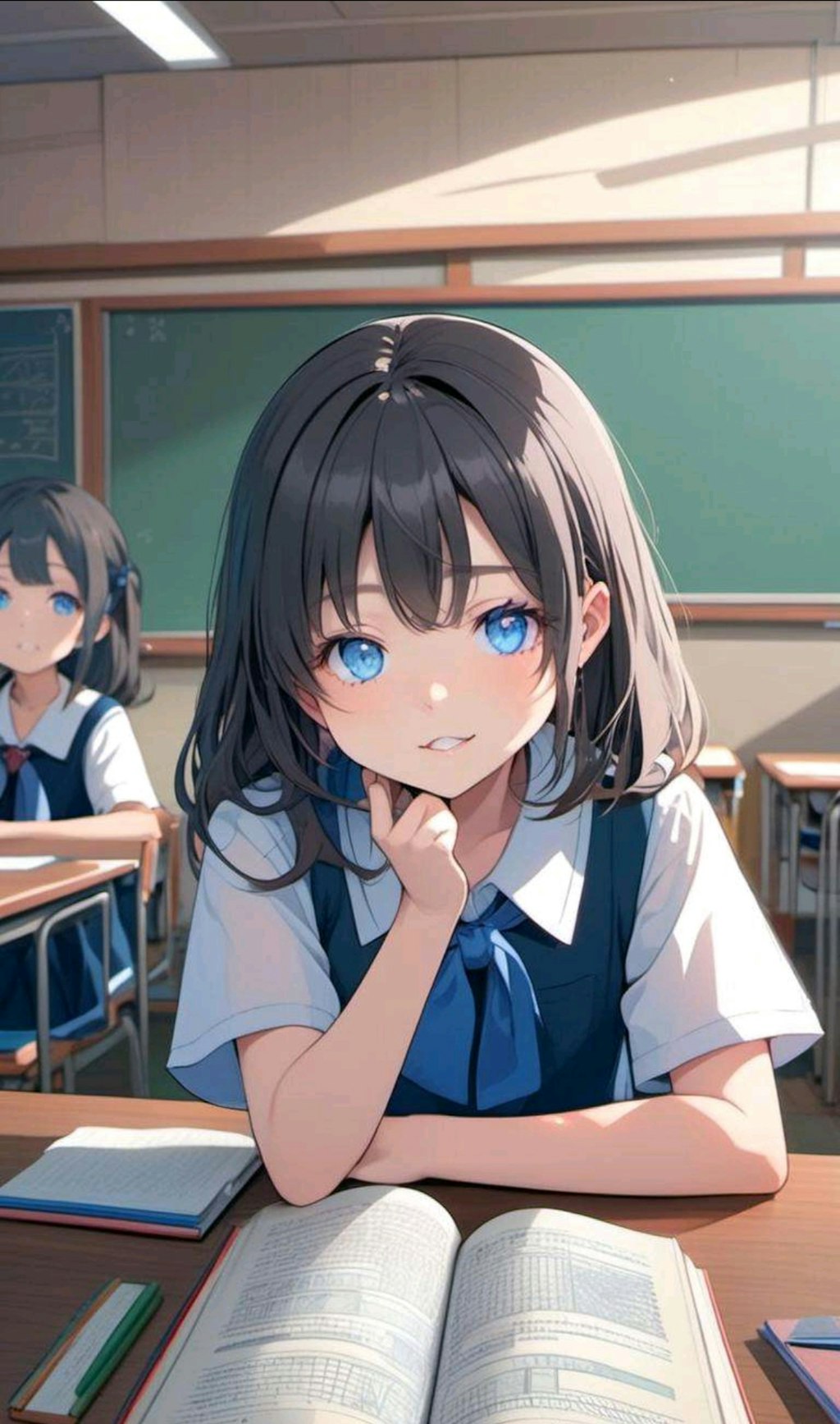 教科書を見せてくれる小さな女の子２