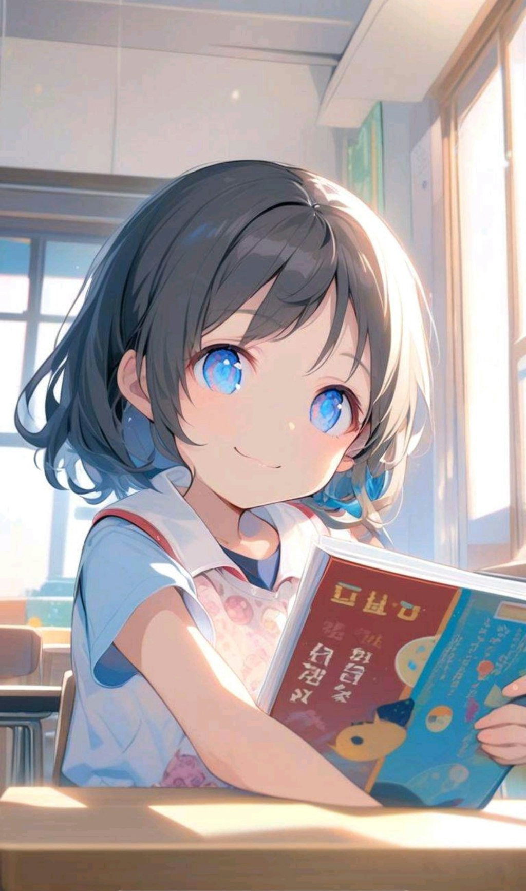 教科書を見せてくれる小さな女の子２