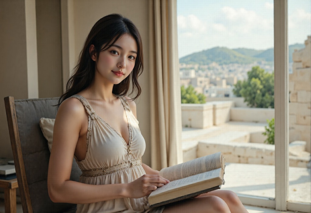 読書するギリシャの女性