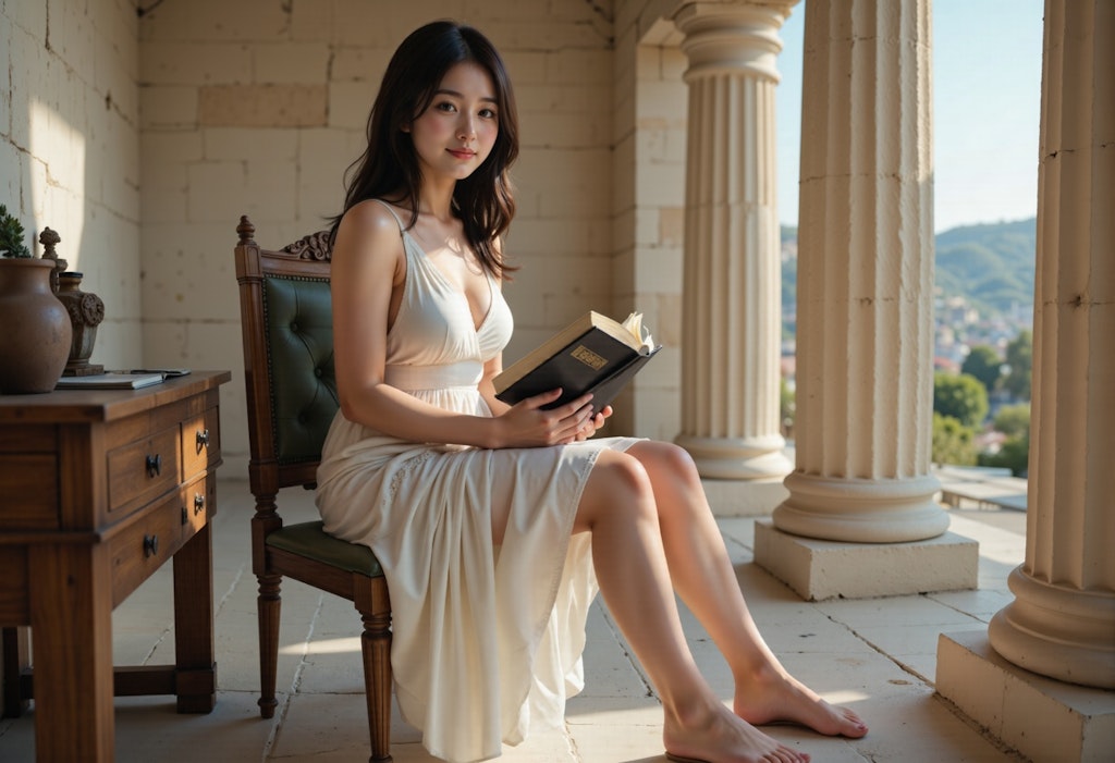 読書するギリシャの女性