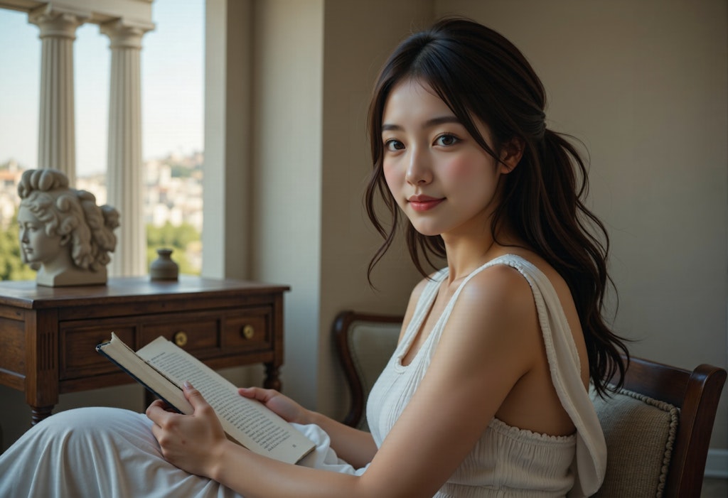 読書するギリシャの女性
