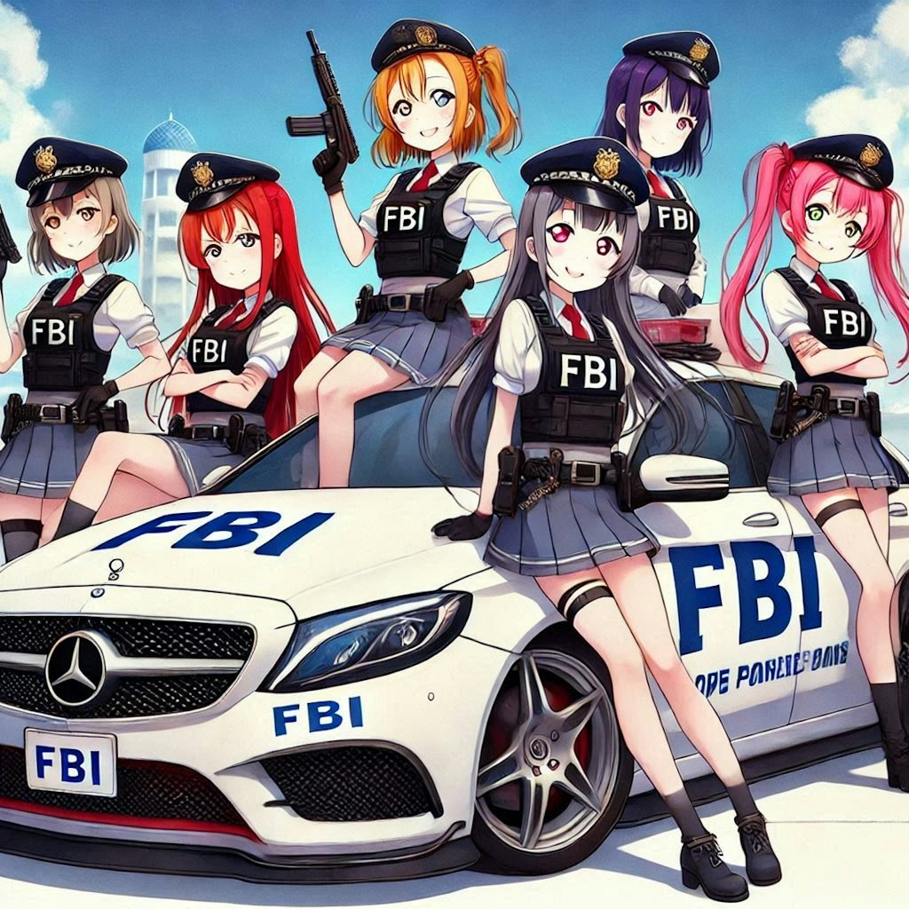 ラブライブキャラとメルセデスベンツFBIパトロールカーのドリ車