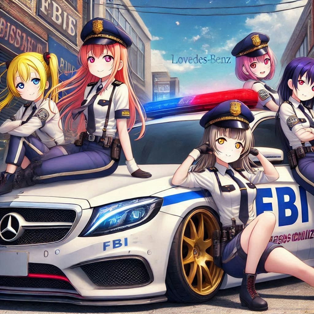 ラブライブキャラとメルセデスベンツFBIパトロールカーのドリ車