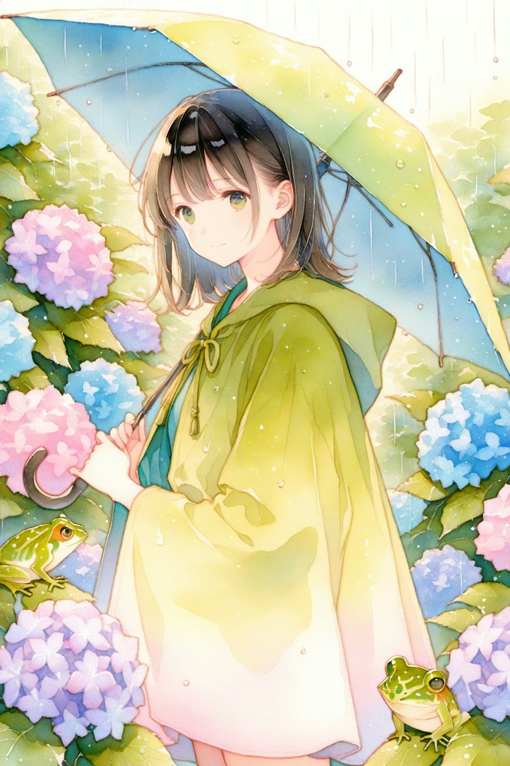 アジサイと雨音