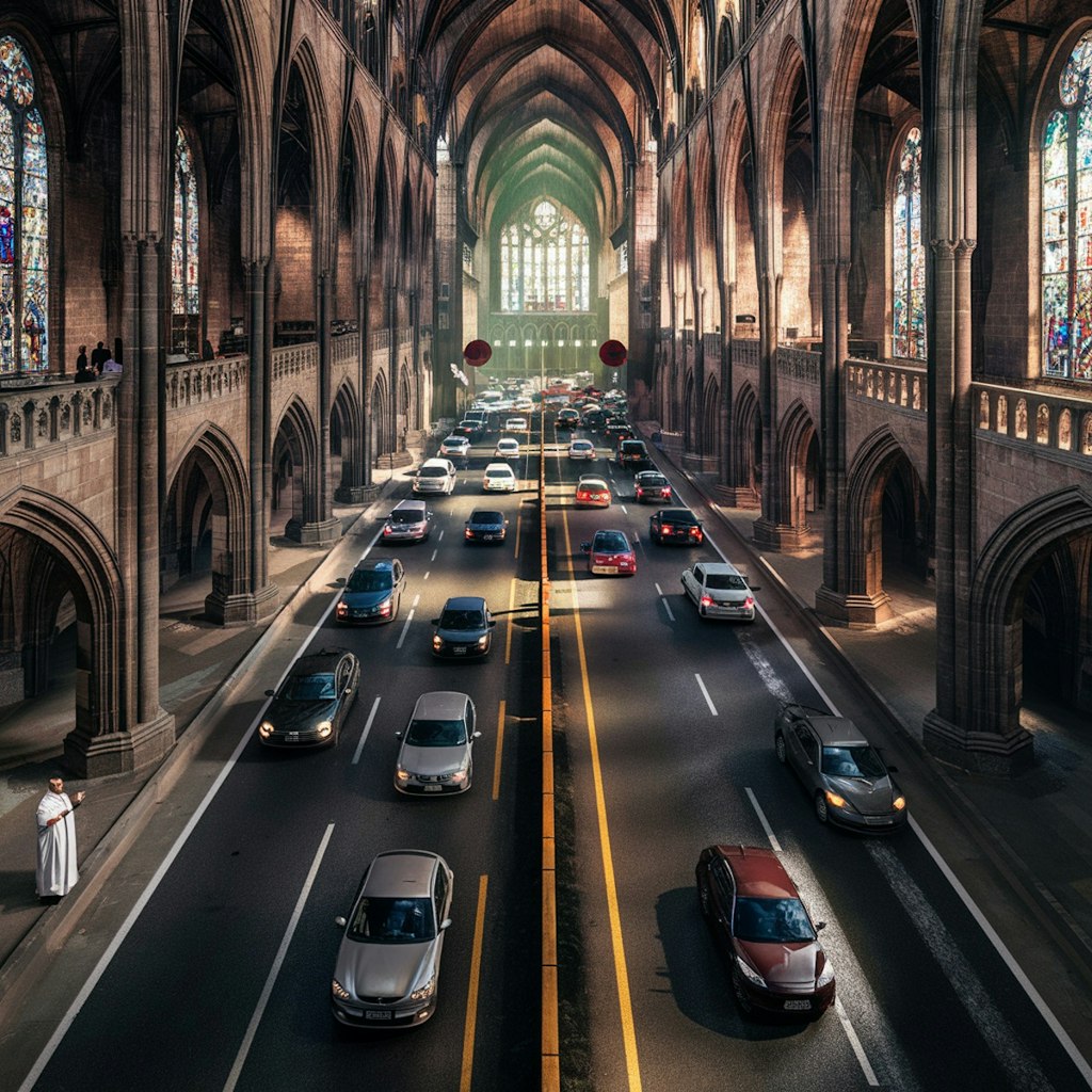 教会の中の高速道路