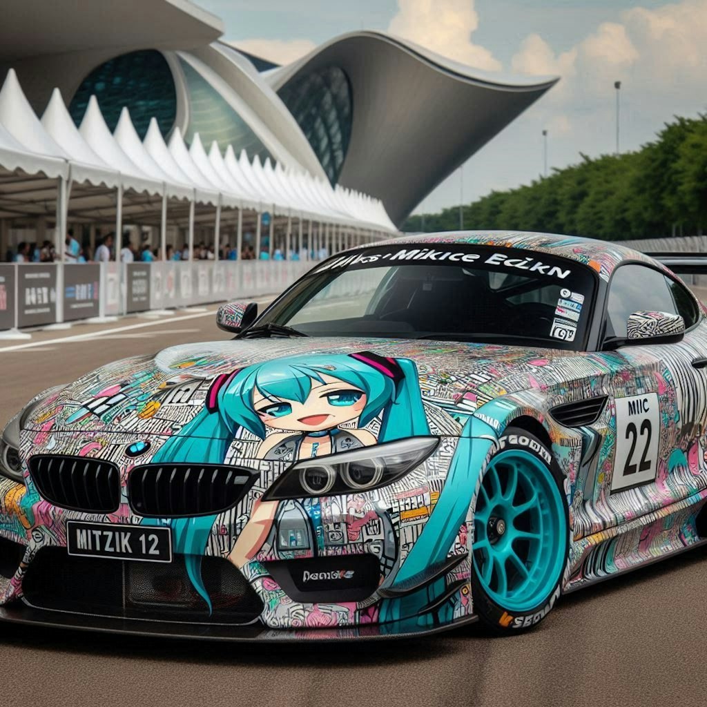 初音ミク柄のBMWZ4レーシングカー