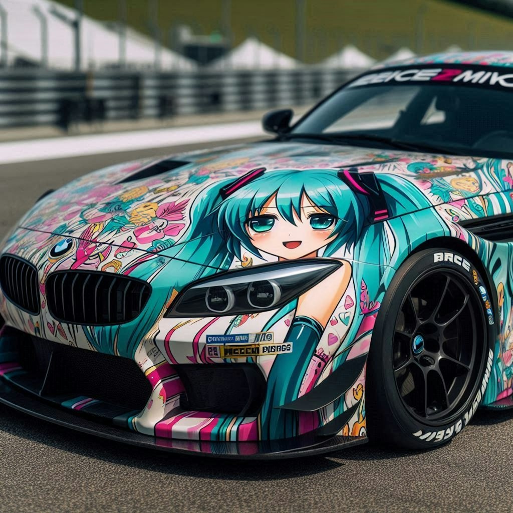 初音ミク柄のBMWZ4レーシングカー