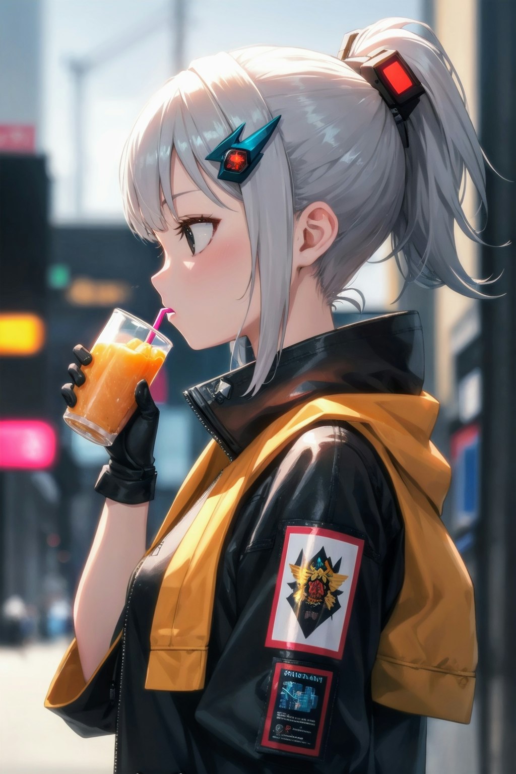 🍊ジュース飲む(3D CG, PHOTO)アイコお姉やん