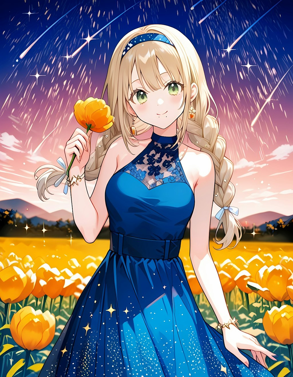 Sweet girl holds a flower 01